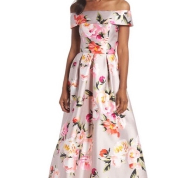 ELIZA J NWT Floral Off the Shoulder Mikado Dress Size 4 in Multi Floral Print - Picture 16 of 16